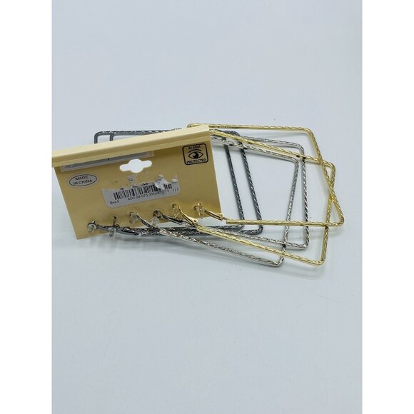 Sophia & Kate Goldtone Silvertone Large Square Hoop Earrings New - Picture 2 of 3